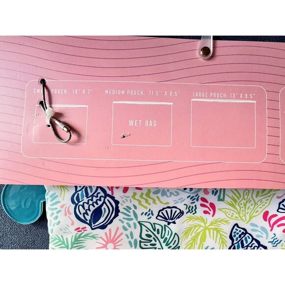 WONDERING MOON 3-Pc Travel Pouch Set Luggage Tag Seashell Mermaid Palms TRAVELER - Picture 4 of 4